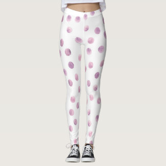 Watercolor polka dots, pink geometric background. leggings