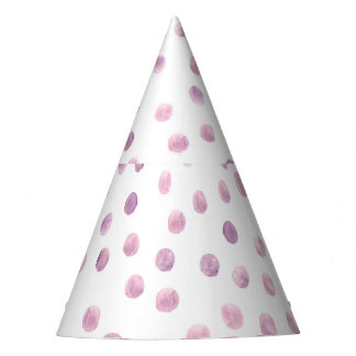 Watercolor polka dots, pink geometric background. party hat