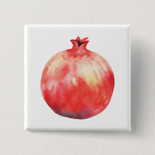 Watercolor Pomegranate 2 Inch Square Button