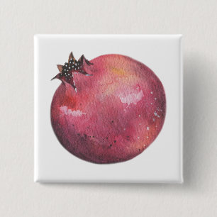 Watercolor Pomegranate 2 Inch Square Button