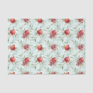 Watercolor Pomegranate Fruit and Leaves  Tissue Paper