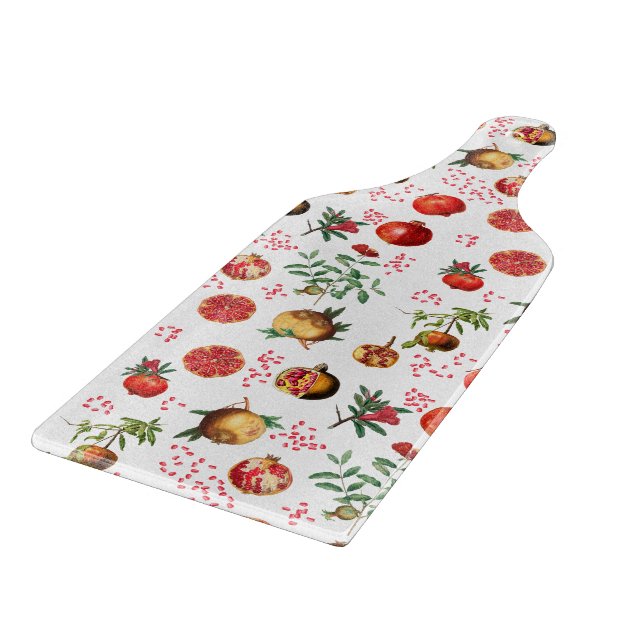 Watercolor Pomegranate Mediterranean Fruit Pattern Cutting Board (Corner)