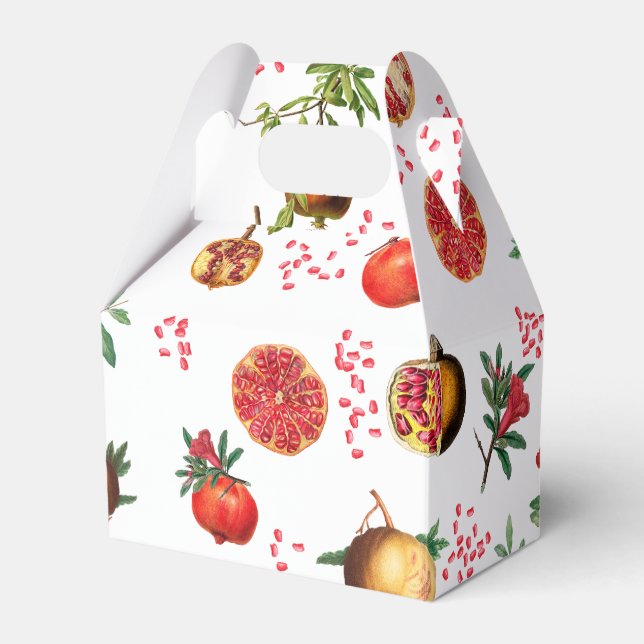 Watercolor Pomegranate Mediterranean Fruit Pattern Favor Box (Front Side)