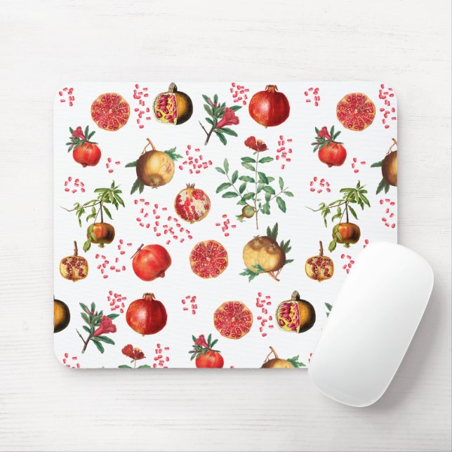 Watercolor Pomegranate Mediterranean Fruit Pattern Mouse Pad (With Mouse)
