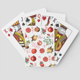 Watercolor Pomegranate Mediterranean Fruit Pattern Playing Cards