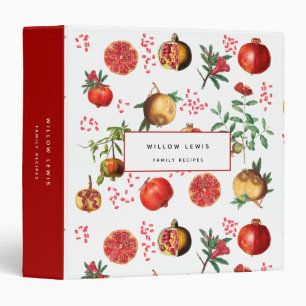 Watercolor Pomegranate Mediterranean Fruit Recipe Binder
