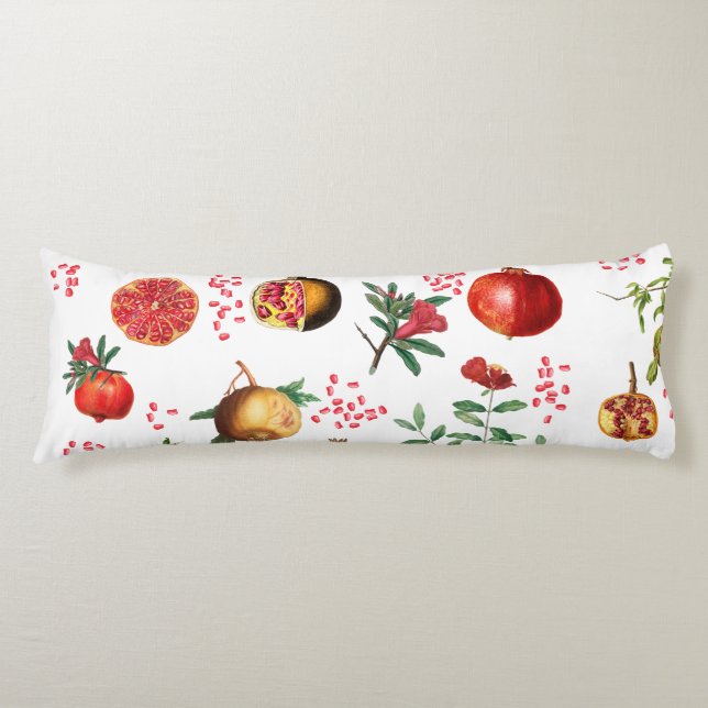 Watercolor Pomegranate Mediterranean Pattern Body Pillow (Front)