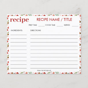 Watercolor Pomegranate Mediterranean Recipe Card