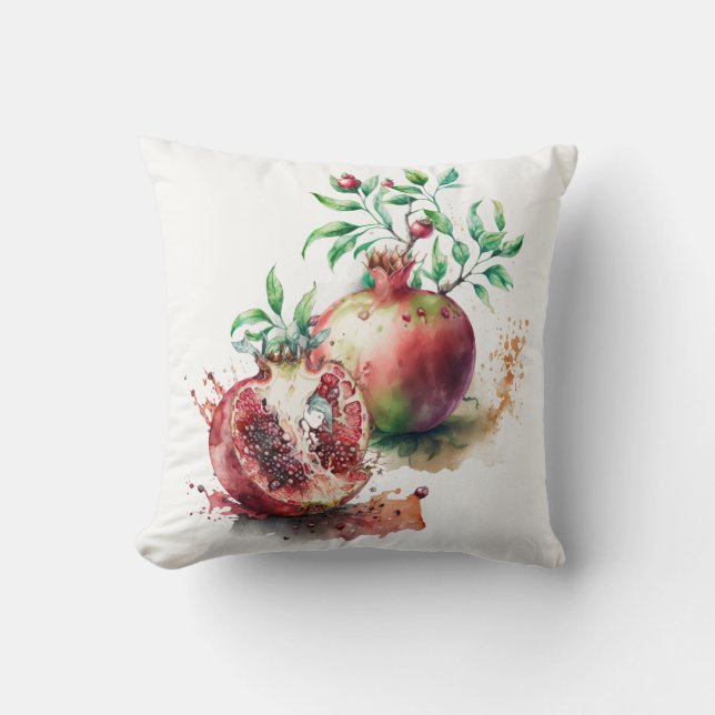 Watercolor Pomegranates  Throw Pillow (Front)