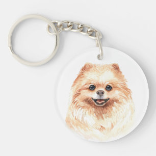 Watercolor Pomeranian Keychain