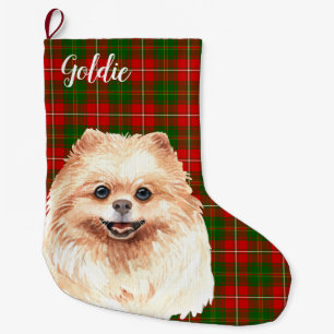 Watercolor Pomeranian Personalized Large Christmas Stocking