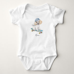 Watercolor Poodle Baby Bodysuit