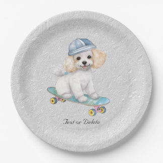 Watercolor Poodle Paper Plate