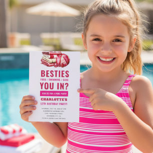 Watercolor Pool Party Besties Invitation