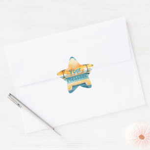 Watercolor Pool Summer Party Star Sticker