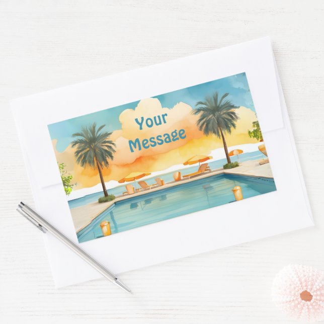 Watercolor Pool Summer Party Sticker (Envelope)