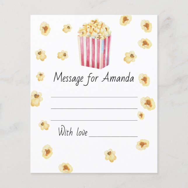 Watercolor popcorn birthday time capsule message (Front)