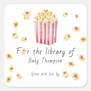 Watercolor Popcorn For the library of Square Sticker