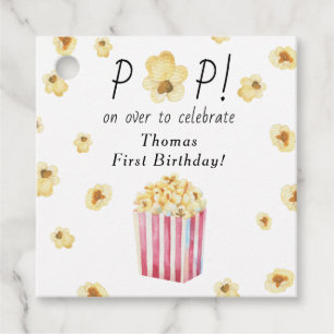 Watercolor Popcorn Kids Birthday Party Favour Tags