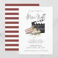 Watercolor Popcorn Movie Night