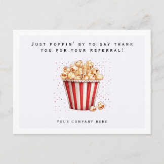 Watercolor Popcorn Referral Thank You Realty Postcard