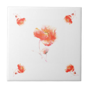 Watercolor Poppies - Add your favourite colour - Tile
