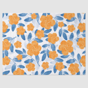 Watercolor poppies and Leaves Pattern Tissue Paper