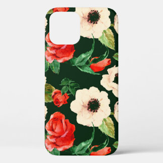 Watercolor Poppies and Roses: Floral Pattern. iPhone 12 Case