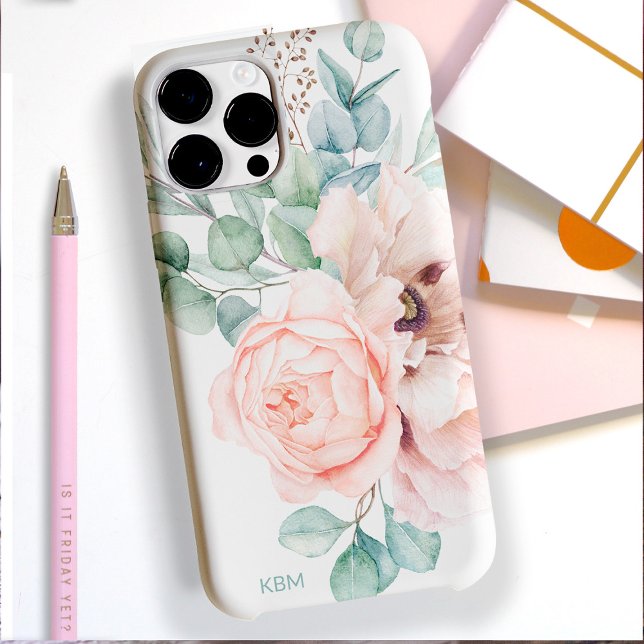 Watercolor Poppies and Roses with Your Monogram Case-Mate iPhone Case (Creator Uploaded)