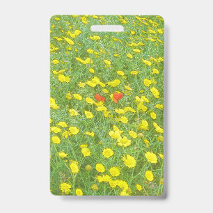 Watercolor poppies badge
