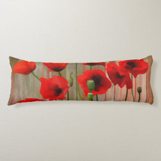 Watercolor Poppies Body Pillow