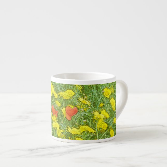 Watercolor poppies espresso cup (Front Right)