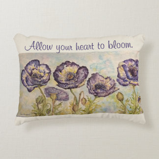 Watercolor Poppies Inspiration Accent Pillow