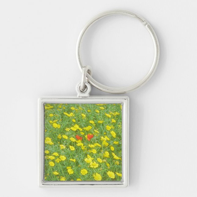 Watercolor poppies keychain (Front)