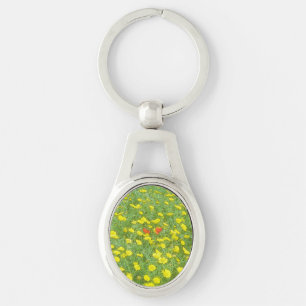 Watercolor poppies keychain