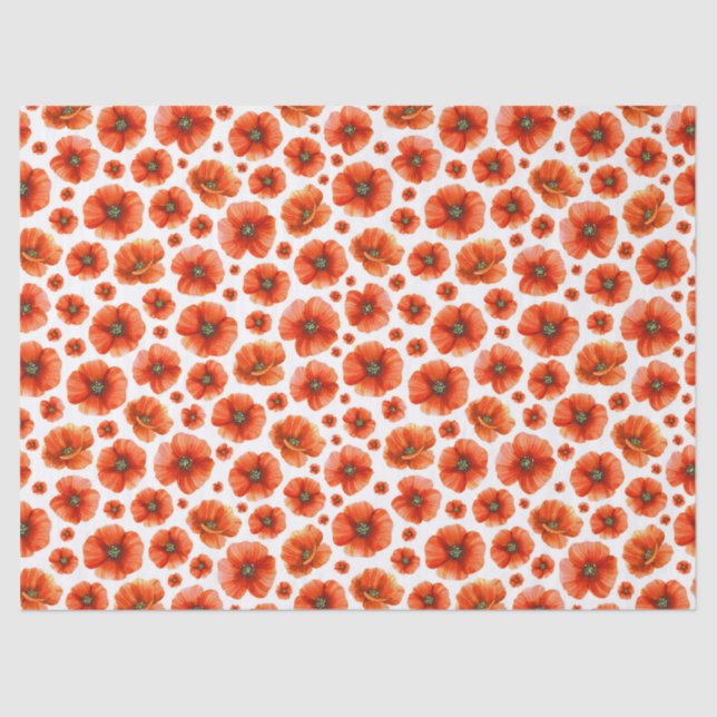 Watercolor Poppies Pattern Tissue Paper (Front)