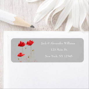 Watercolor Poppies Red Chic Floral return address