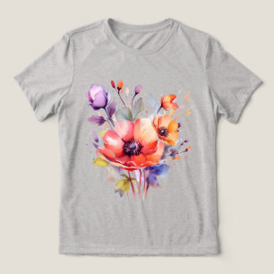 Watercolor poppies t-shirt is a delicate floral Tri-Blend shirt