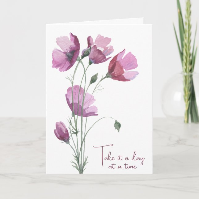 Watercolor Poppies Thinking of You Card (Front)