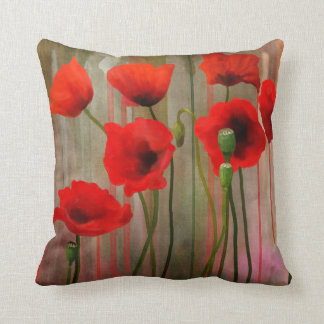 Watercolor Poppies Throw Pillow