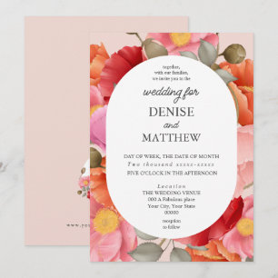 Watercolor Poppy on Blush Rose Invitation
