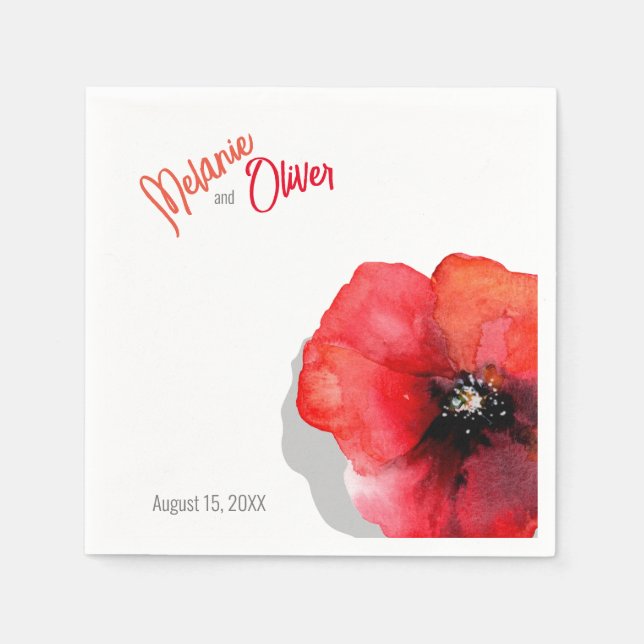 Watercolor poppy Paper Napkin (Front)