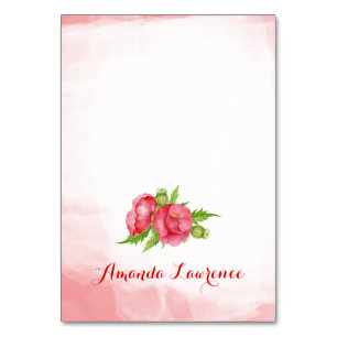 Watercolor Poppy Personalized Place Cards
