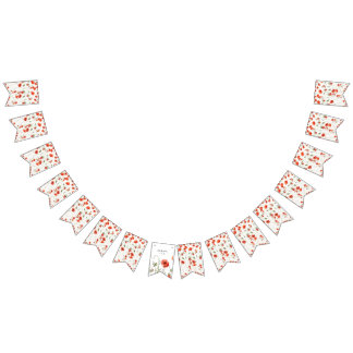 Watercolor Poppy Red wildflowers summer Bunting Flags