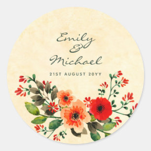 Watercolor Poppy Stickers Personalized Peach
