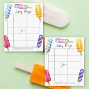 Watercolor Popsicle Baby Bingo game