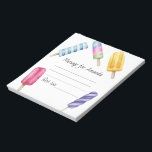 watercolor popsicle birthday time capsule message notepad<br><div class="desc">Watercolor kids birthday party. Ice cream birthday party.</div>