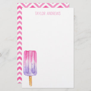 Watercolor Popsicle Personalized Stationery