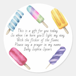 Watercolor Popsicle Prayers Candle  Classic Round Sticker