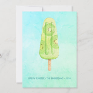 Watercolor Popsicle Summer Family Photo Greeting Card